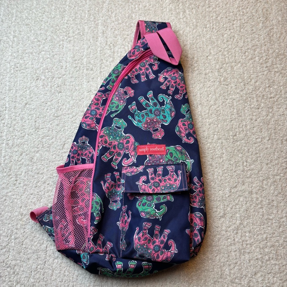 Simply Southern Sling Bag Elephant Collection‎ Handle Zippered Adjustable Medium